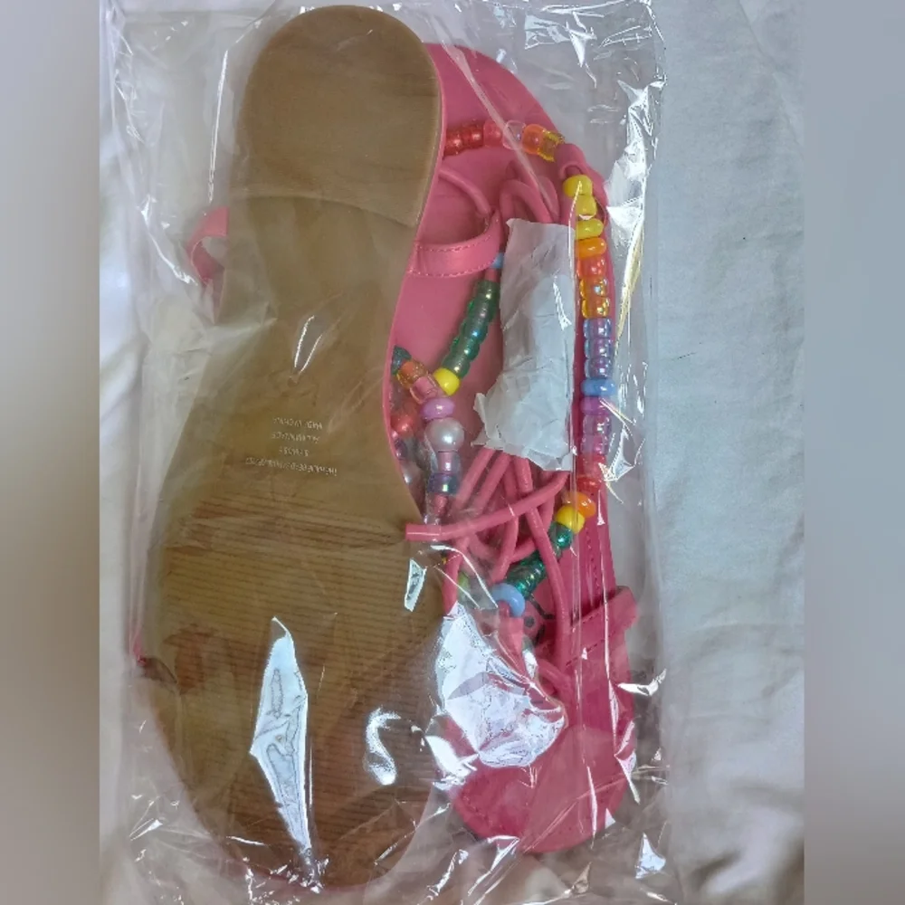 NWT Katy Perry Halie Bead Lace-Up Sandals Fuchsia Pink - Picture 5 of 6